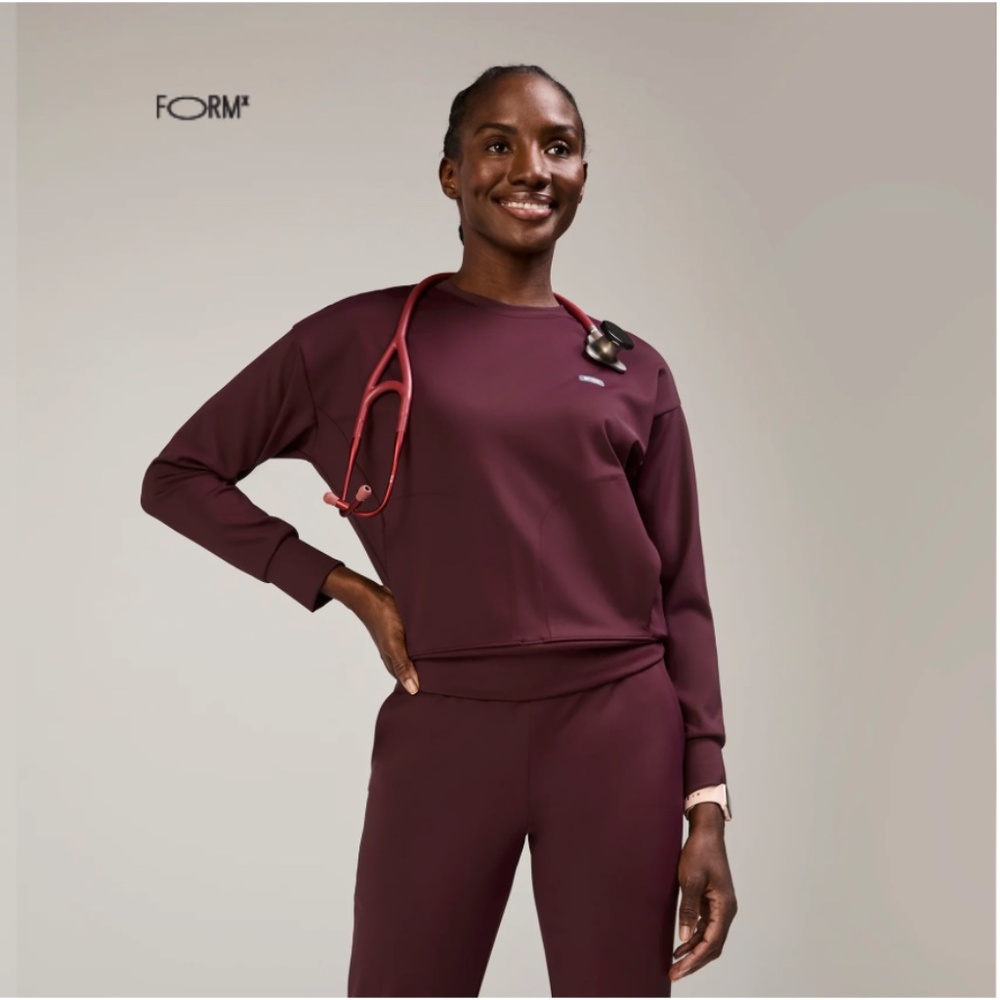 Figs Women's Long Sleeve Top - Burgundy